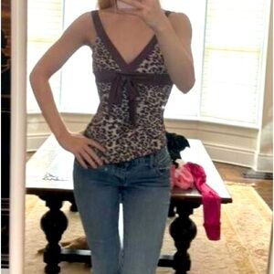 Brown Vintage Leopard Shirt with Black bow from H&M